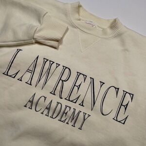 Vintage College House Lawrence Academy Sweatshirt Mens Large Cream Made in USA